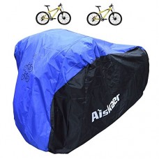 Aiskaer 2 Bikes Cover  Heavy Duty 210D Oxford Fabric  Waterproof Bicycle Covers Rain Sun UV Dust Wind Proof All Weather Protection for Mountain  29er  Road  Cruiser  Electric & Hybrid Bikes - B0746FTQQ9